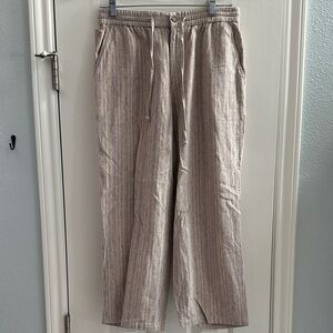 Vintage Sag Harbor Multicolored Striped Cropped Linen Blend Pants Women’s Small